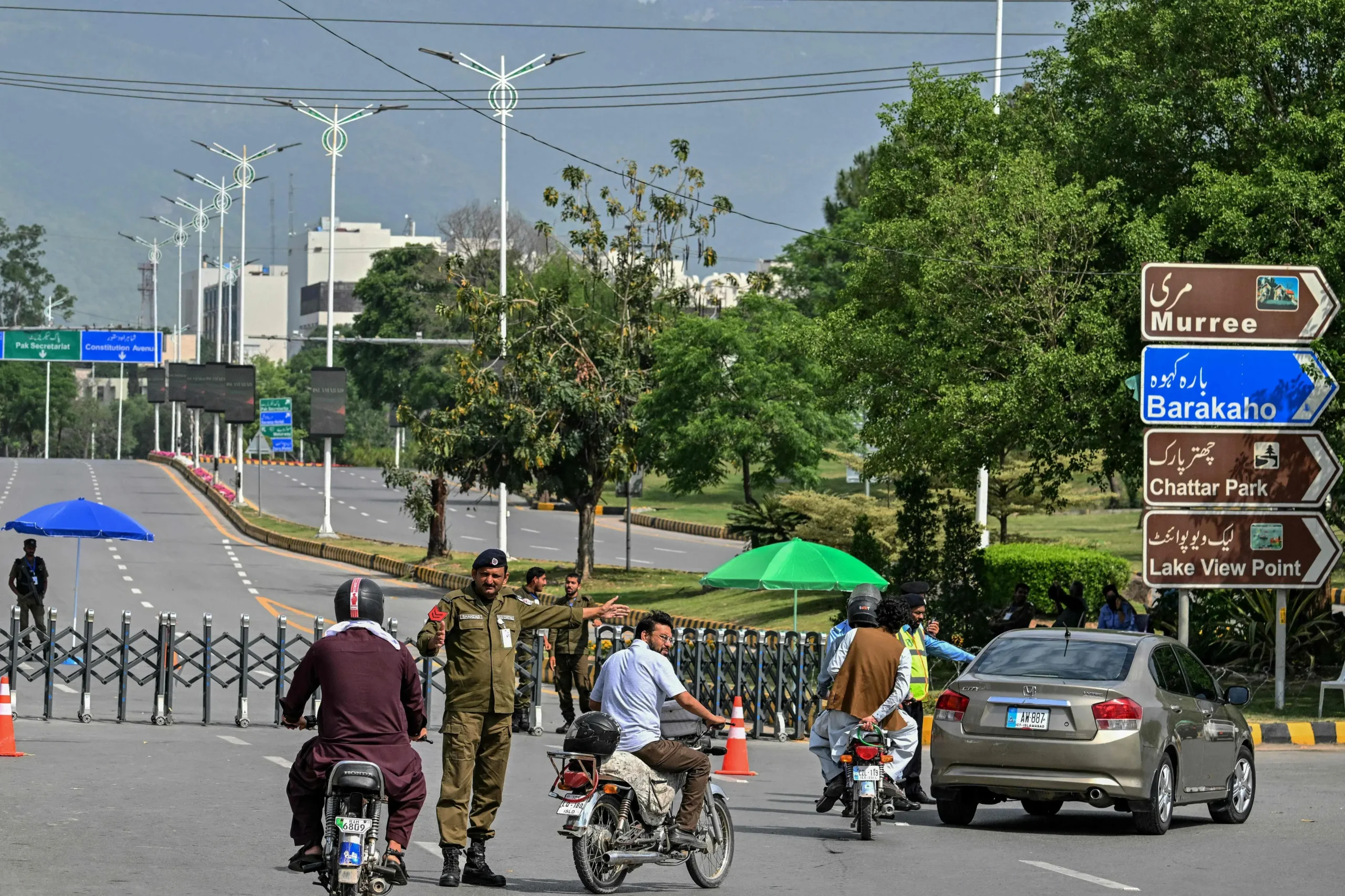Empty streets in Islamabad during lockdown caused by US Iran talks uncertainty and heavy security deployment