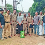 Kerala excise officers seizing hashish oil from a milk van during a drug bust in Thrissur