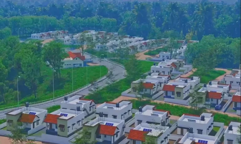 DYFI protest banner over delay in Congress housing project for Mundakkai rehabilitation in Wayanad