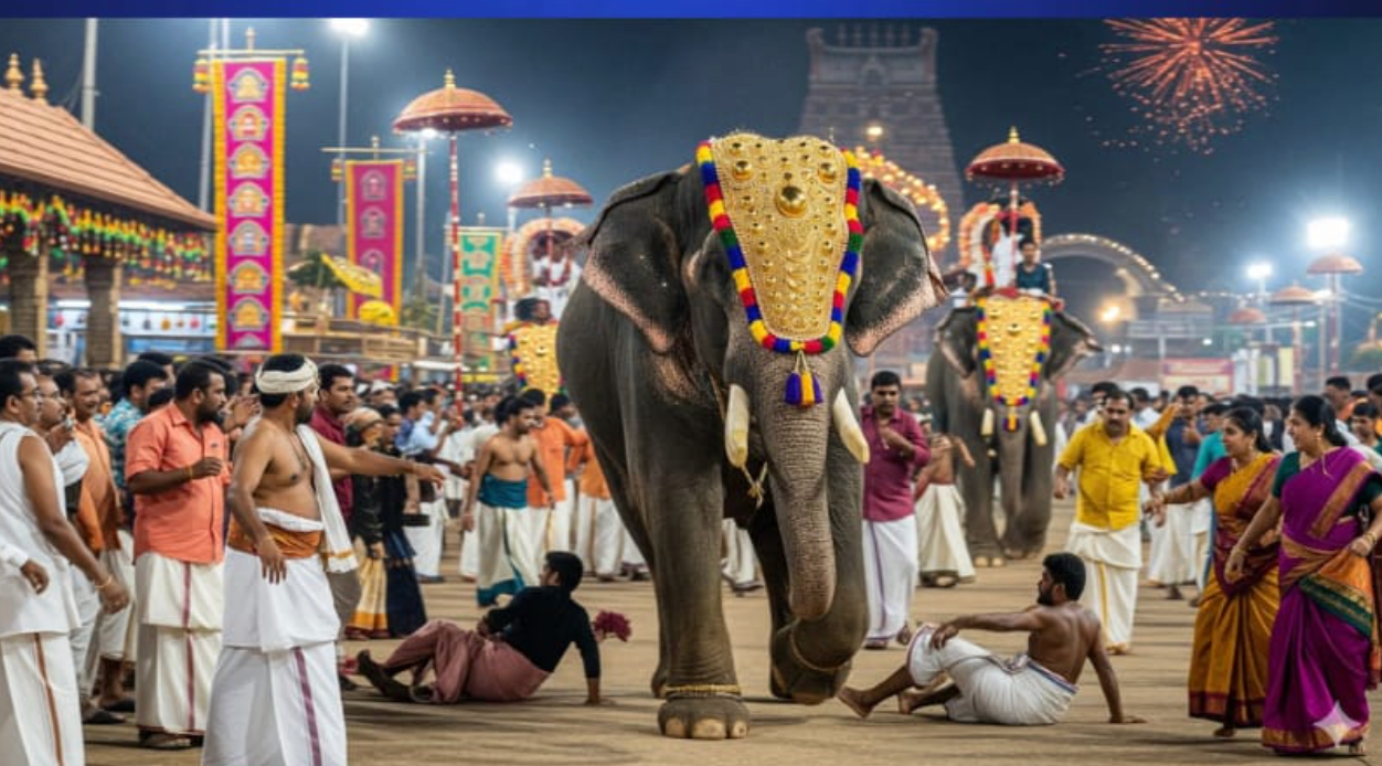 Elephant Panic at Nenmara Vela