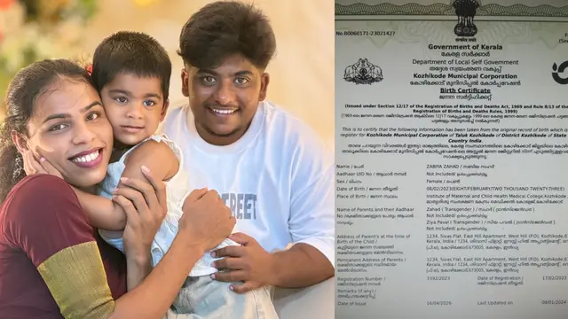 Transgender couple celebrating legal victory for inclusive birth certificate in Kerala