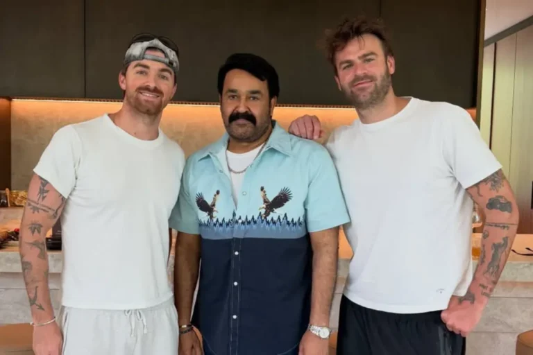 Mohanlal posing with The Chainsmokers in Dallas viral social media photo