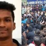 Students protesting inside Anjarakandy Dental College campus amid clash with bouncers and police presence