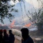 Police and forensic team searching debris at Mundathikode explosion site in Thrissur after firework disaster