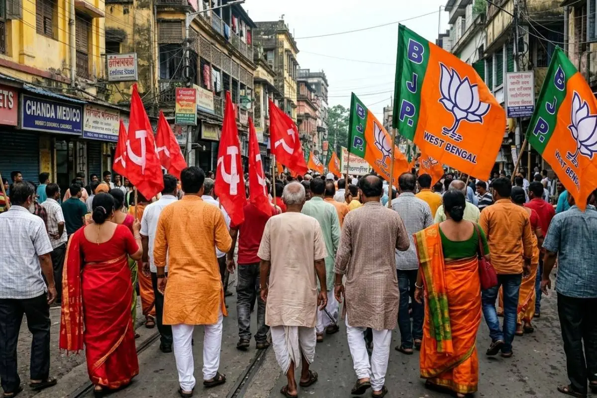 Suvendu Adhikari celebrating BJP victory in Bengal
