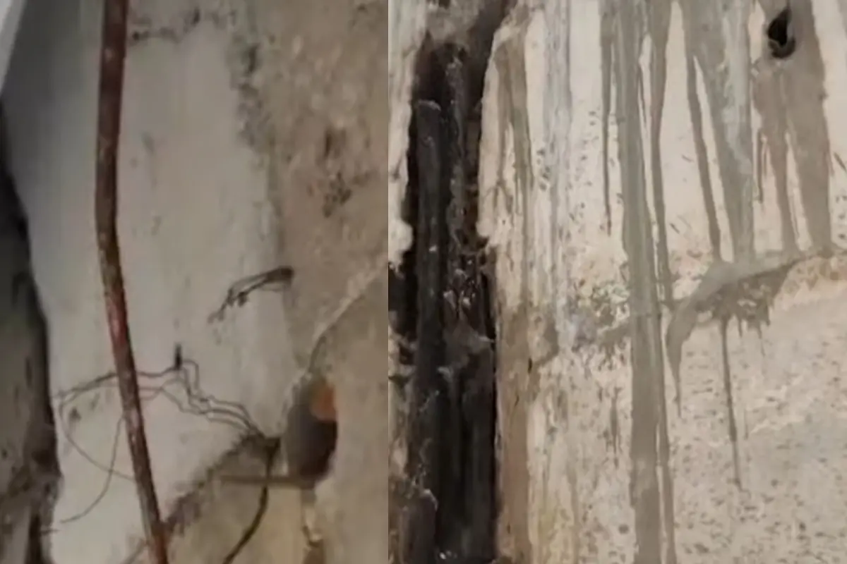 Kasaragod highway crack on NH66 safety wall