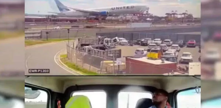 Truck damaged after contact with low-flying Boeing 767 near Newark Liberty Airport in New Jersey