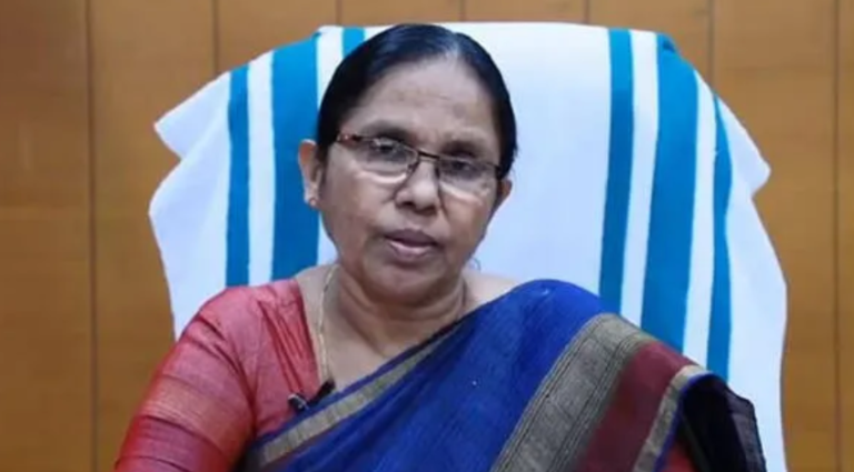 KK Shailaja speaking during political meeting after Kerala election defeat