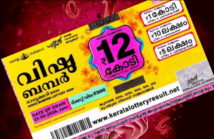 Vishu Bumper Result winning lottery ticket