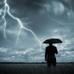 Heavy rain clouds over Kerala with lightning alert warning