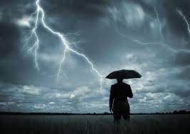 Heavy rain clouds over Kerala with lightning alert warning