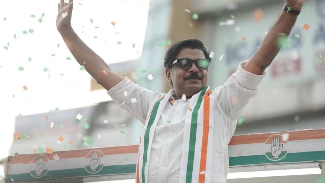 Mathew Kuzhalnadan celebrating record victory in Muvattupuzha election result