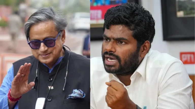 Shashi Tharoor and Annamalai during Stanford discussion