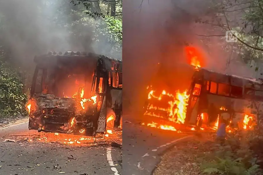 Kannur Bus Fire accident near Valakkai
