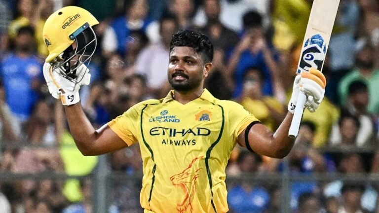 Sanju Samson batting aggressively during IPL match scoring runs