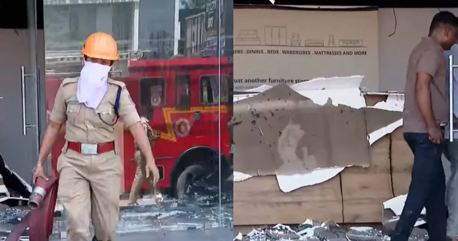 Anayara Fire Accident at Sofas And More mattress store in Thiruvananthapuram