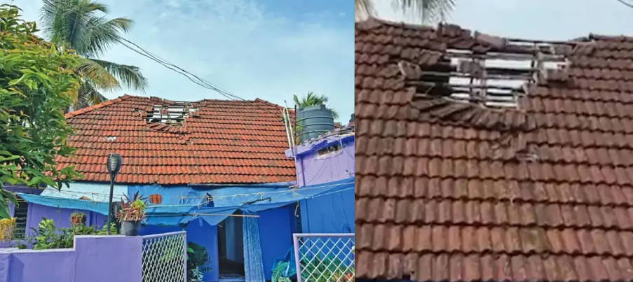 Nedumbassery Flight Damage incident involving damaged house roof near Kochi Airport