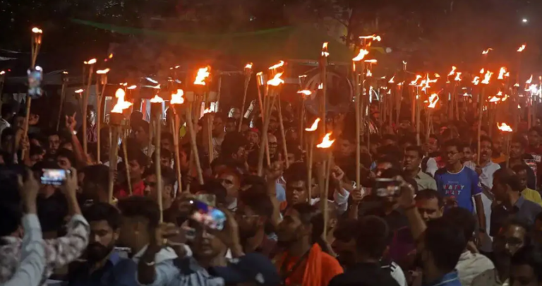 Bangladesh Ram Protest over Sri Ram statue construction and alleged religious insult in Gaibandha