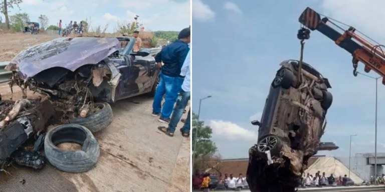 BMW Highway Crash on Mumbai Vadodara Highway involving fatal overspeeding accident