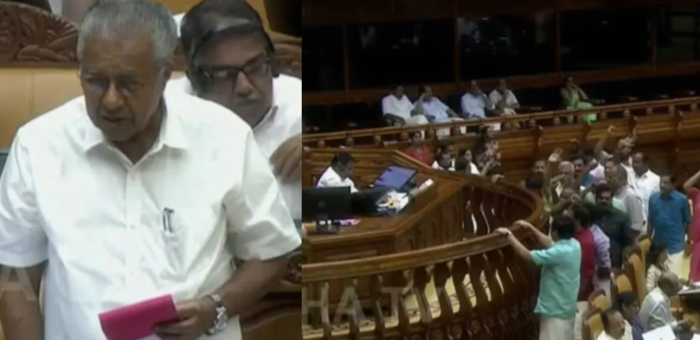 Liquor Tax Controversy discussion and opposition protest in Kerala Assembly