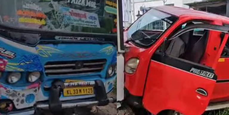 Kunnamangalam Bus Accident involving school students auto and private bus on national highway