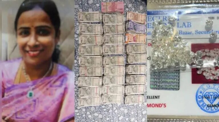 Vigilance Corruption Raid uncovering cash gold and diamonds from suspended tahsildar residence