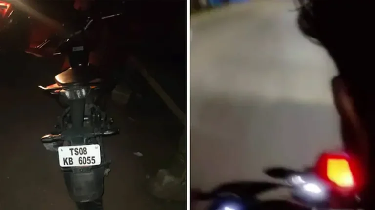 Hyderabad KTM Crash involving KTM Duke motorcycle after divider collision