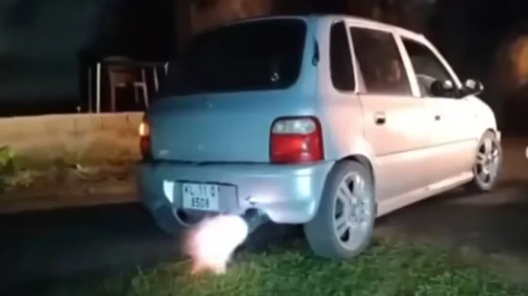 Illegal Vehicle Modification involving fire spitting car seized by Kerala MVD