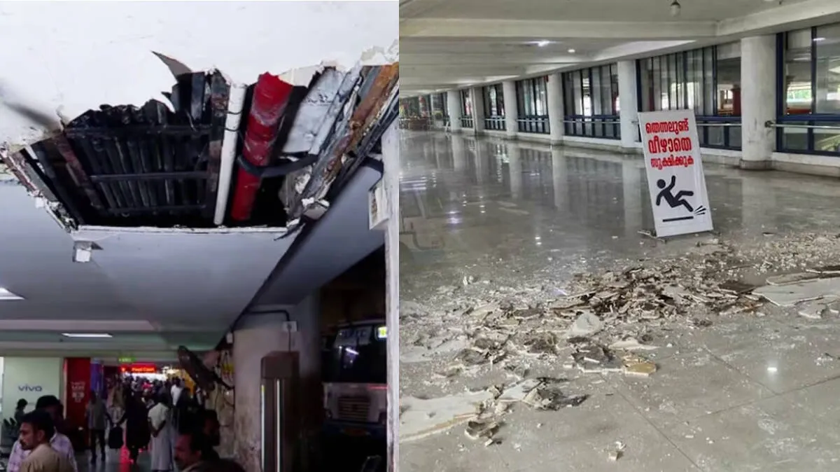 Kozhikode KSRTC Ceiling Collapse at bus terminal waiting area causing injuries to passengers
