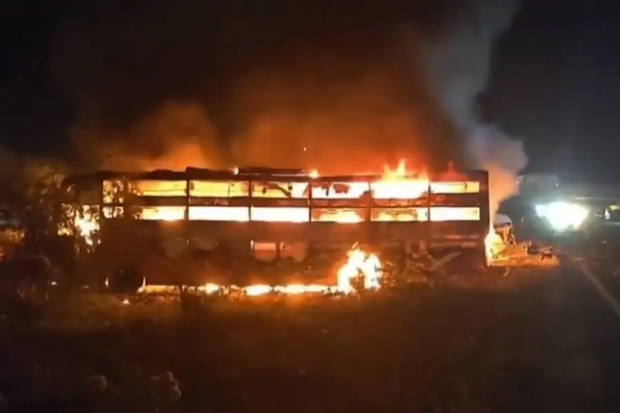 Delhi Mumbai Expressway Accident involving sleeper bus and trailer causing fatal fire