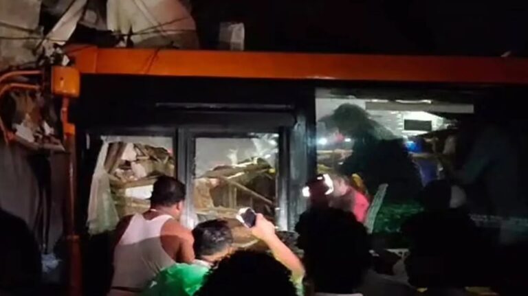 KSRTC Bus Accident in Thrissur after low floor bus crashed into roadside shop