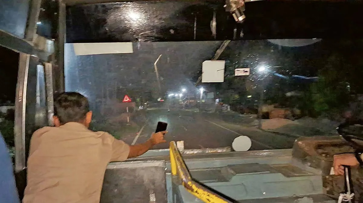 KKRTC Bus Suspension after driver operated bus using mobile torch light