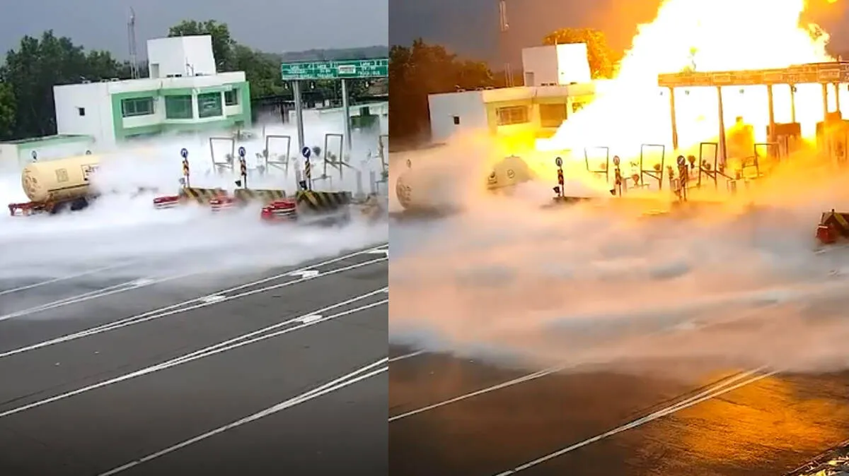 LPG Tanker Explosion after tanker crash near toll plaza in Kaushambi