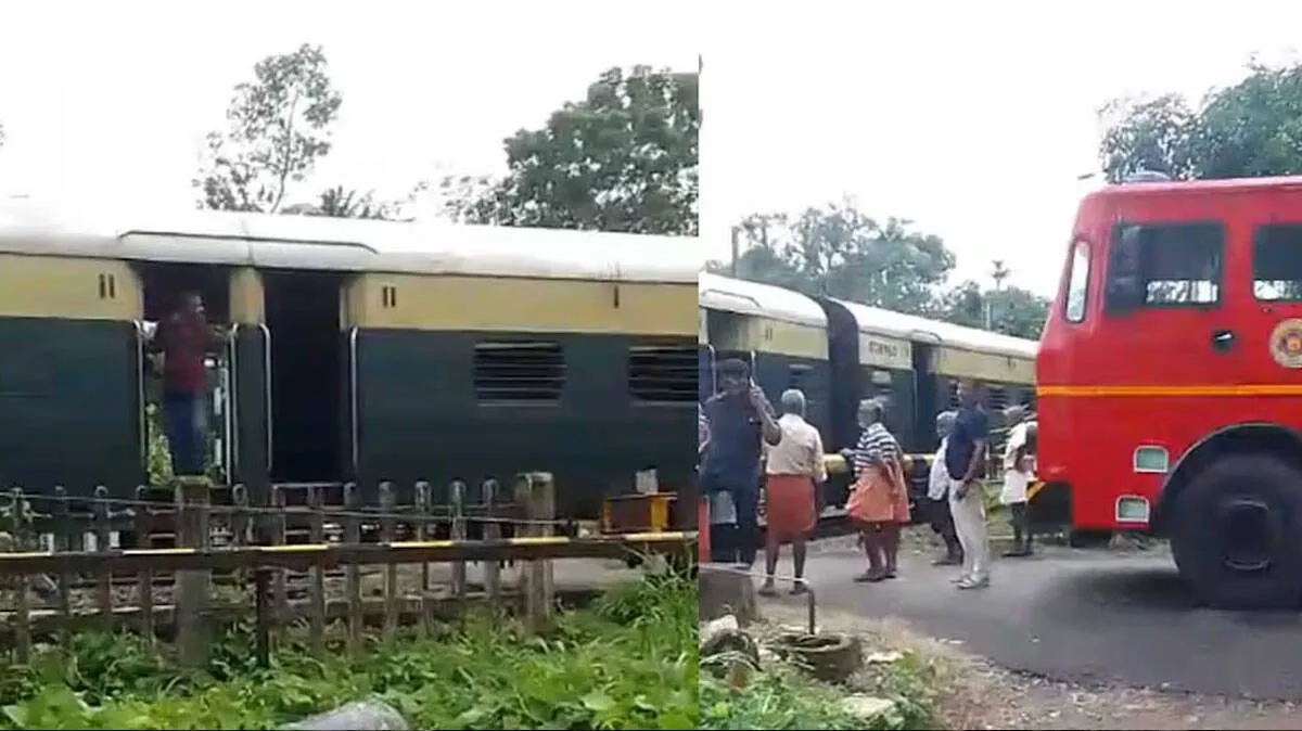Ernakulam Kayamkulam MEMU Smoke Incident with train stopped after smoke from brake system