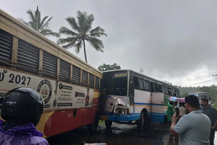 Wayanad KSRTC Bus Crash involving two KSRTC buses at Panamaram